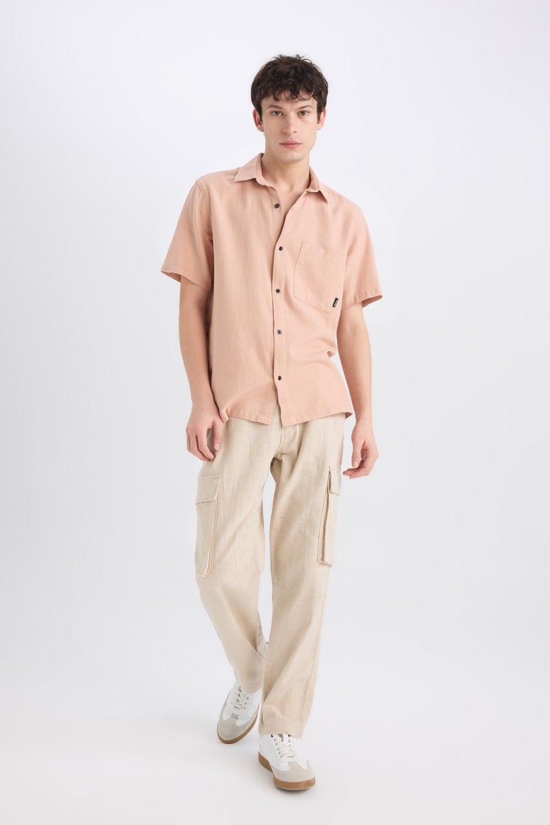 DeFacto Beige Man Relax Fit Regular Hem Zip-Up Cotton Trousers Casual - Image 1